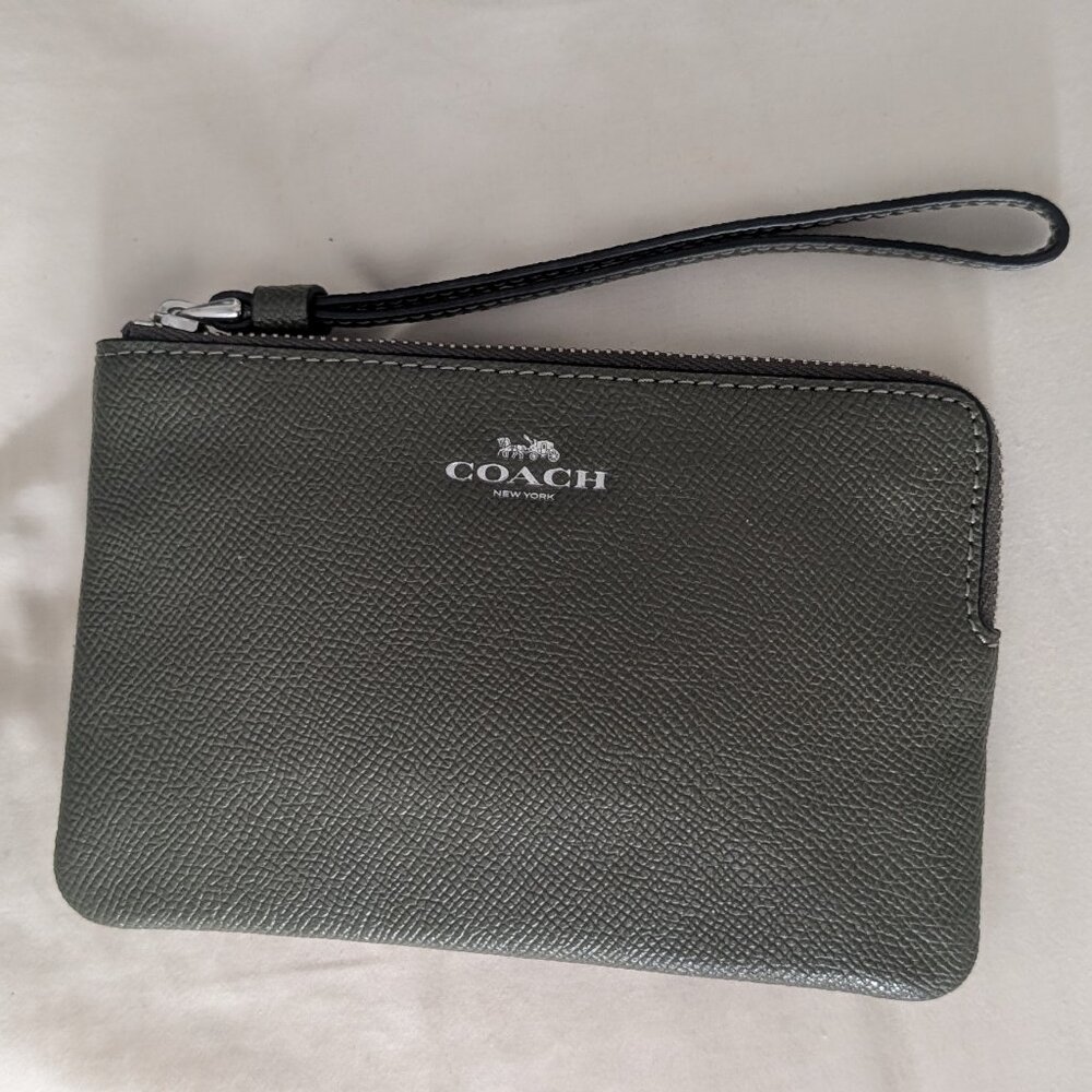 Olive green Coach wristlet